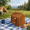 With Handle Rattan Picnic Basket House Shaped Clutter Organizer Desktop Organizer  Picnic Supplies