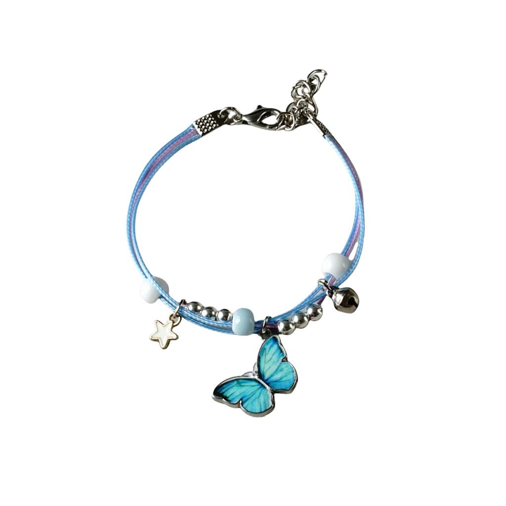 Этнические стили, регулируемый сплав, бабочка, бисерный браслет на щиколотку, с цветной ручной веревкой для женщин и девочек