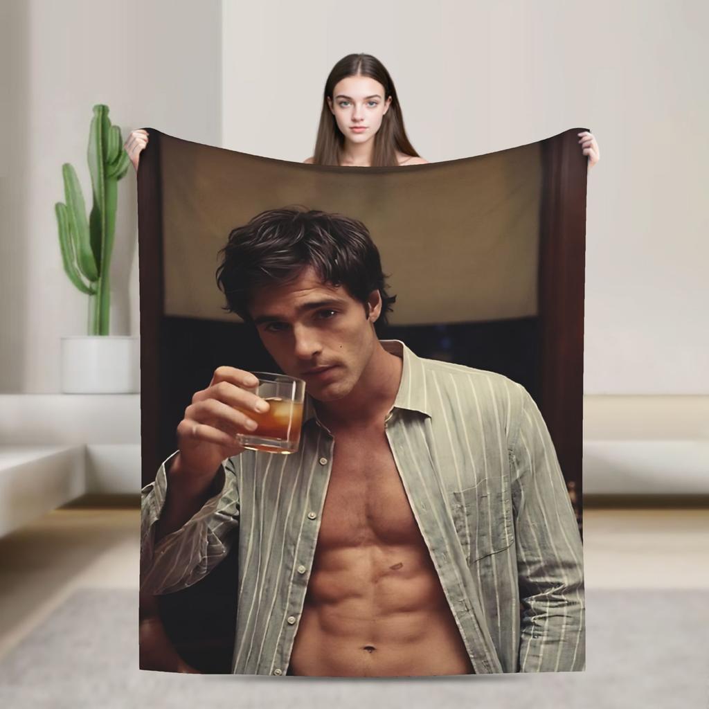 Jacob Elordi Actor Photo Collage Soft Warm Blankets Office Plush Throw Blanket Home Decor Flannel Bedspread Sofa Bed Cover