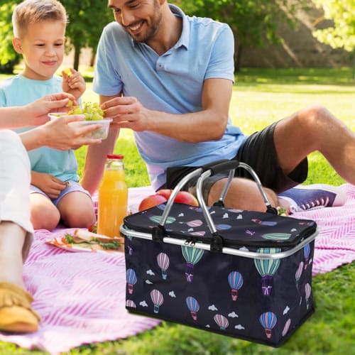 Picnic bag, picnic basket, cooler basket, picnic box, 30L large capacity, insulated shopping bag, keeps food cool and warm, insulated, easy to clean,