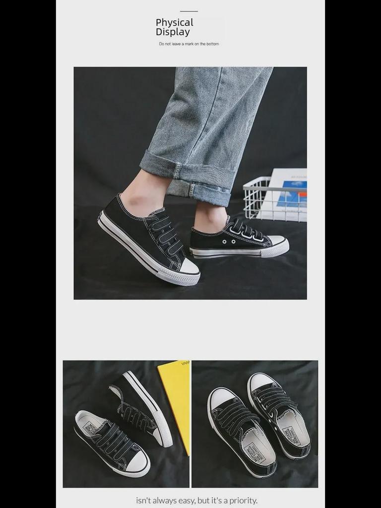 F003 Women's Trendy Low-Top Velcro Canvas Shoes - Casual Rubber Sole Sneakers
