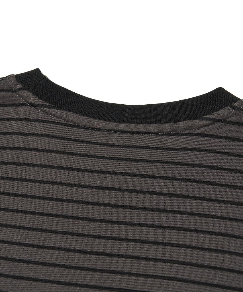 URBANDTYPE Vintage Label Striped T-Shirt_Charcoal