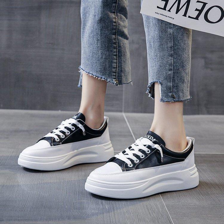 Sports Shoes Women's Rubber Pu Muffin Bottom Autumn New Casual Lace-up Shoes Women's Wholesale