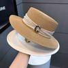 Соломенная шляпа с плоским верхом женская летняя для прогулок на море солнцезащитная шляпа от солнца новая соломенная темпераментная шляпа-цилиндр