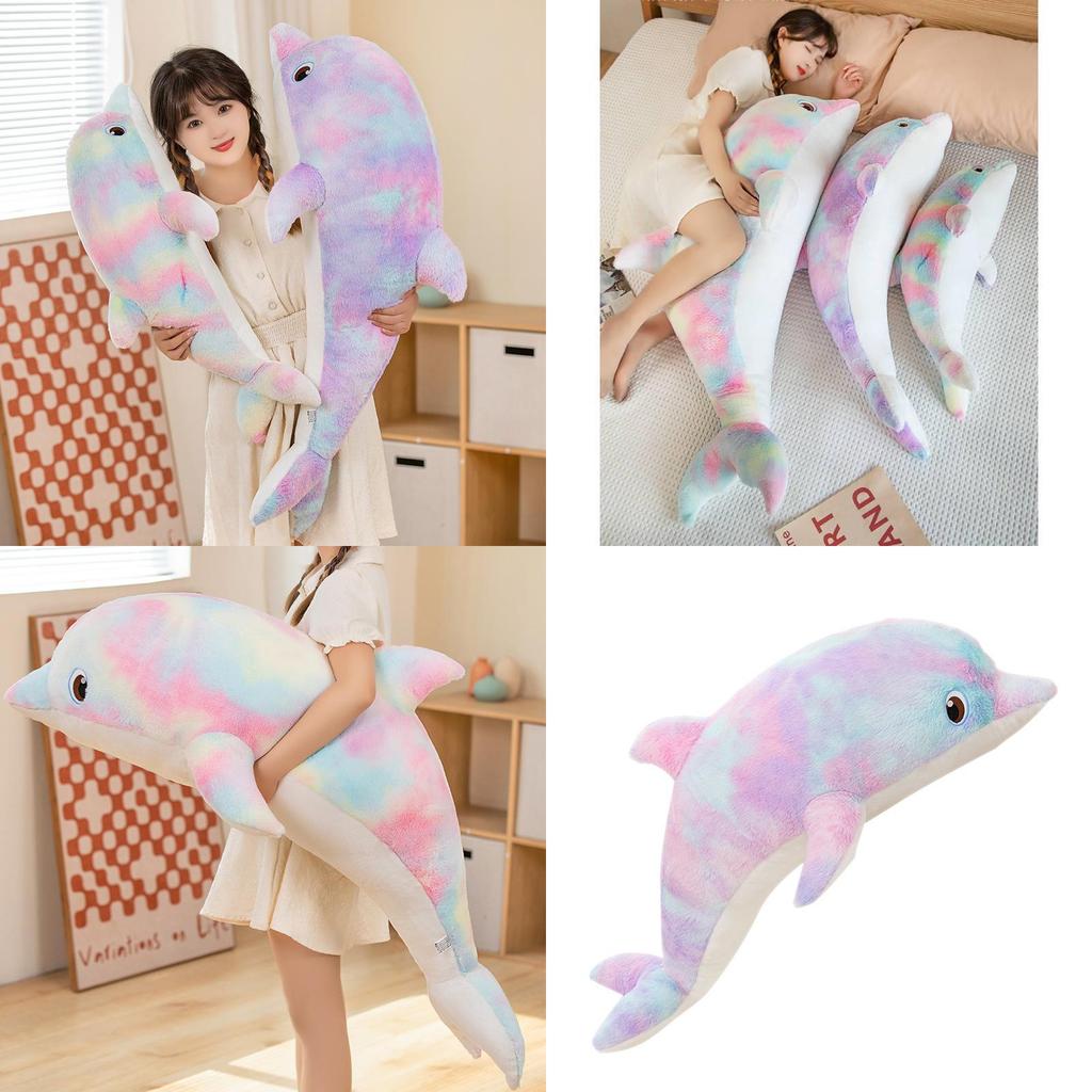 Rainbow Dolphin Plush Toy With Sleep Pillow For Kids Bedtime And Play