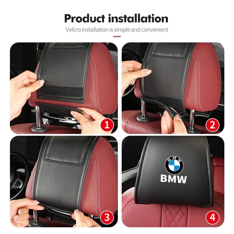 AAAXC1 Leather Car Headrest Cover Anti-Dirty Seat Protective Cover For BMW E46 E90 E60 F10 E39 F30 E36 E87 E90 E30 E53 F31 E92