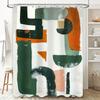 Green And White Shower Curtain Set Decor Bathroom Modern Art Print Shower Curtains For Home Decoration Waterproof Fabric Bath Li