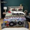 Boys Cartoon Car Duvet Cover Twin King Kids Construction Vehicles Bedding Set Microfiber Cartoon Machinery Truck Comforter Cover