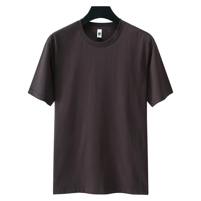 Zirunking Long-staple Cotton Short-sleeved T-shirt Unisex Top Youth Casual Solid Color Loose Round Neck Half-sleeved Top CHANGRONG
