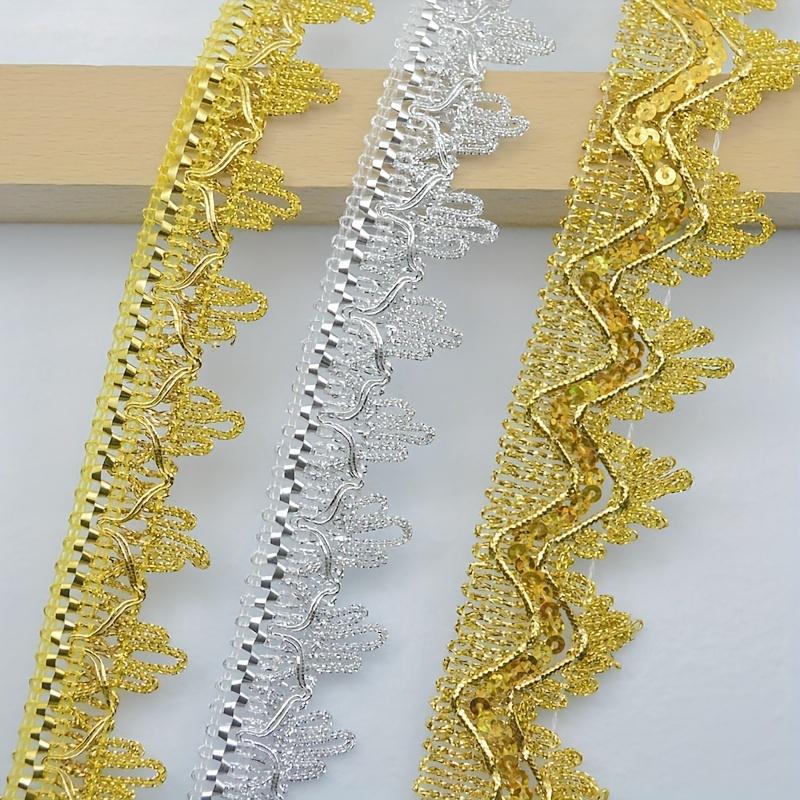 5 м/196,85 дюйма в каждой упаковке, золотые кружевные бейки, большие широкие ленты для шитья, занавески для одежды, шляпы, сумки, поделки своими руками, плетеные аксессуары, свадебные украшения