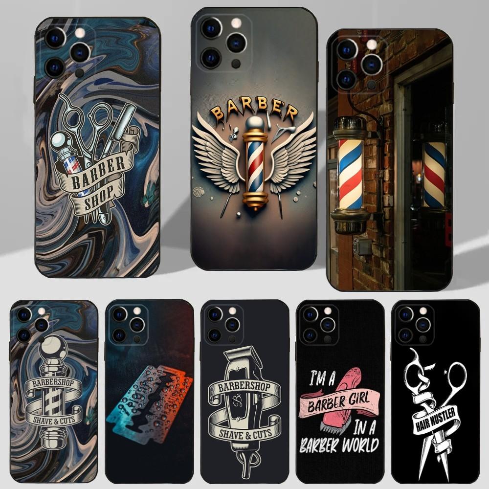 Чехол для телефона Парикмахерская Салон Барбершоп Для iPhone 16,15,14,13,12,11 Plus,Pro Max,XS,X,XR,SE,Mini,8,7 Мягкий Силиконовый Черный Чехол