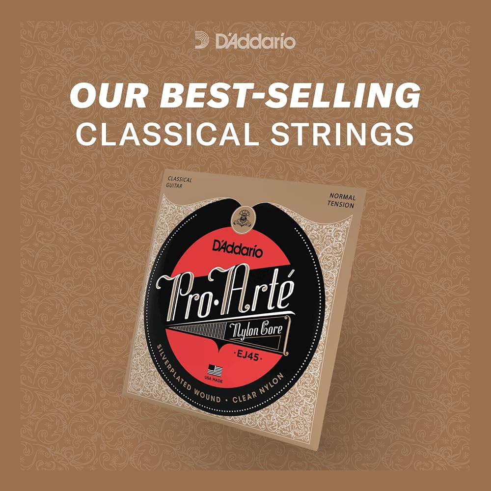 D'Addario Pro Arte Lightly Polished Silver Hard Classical Guitar Strings EJ46LP 6-Pack