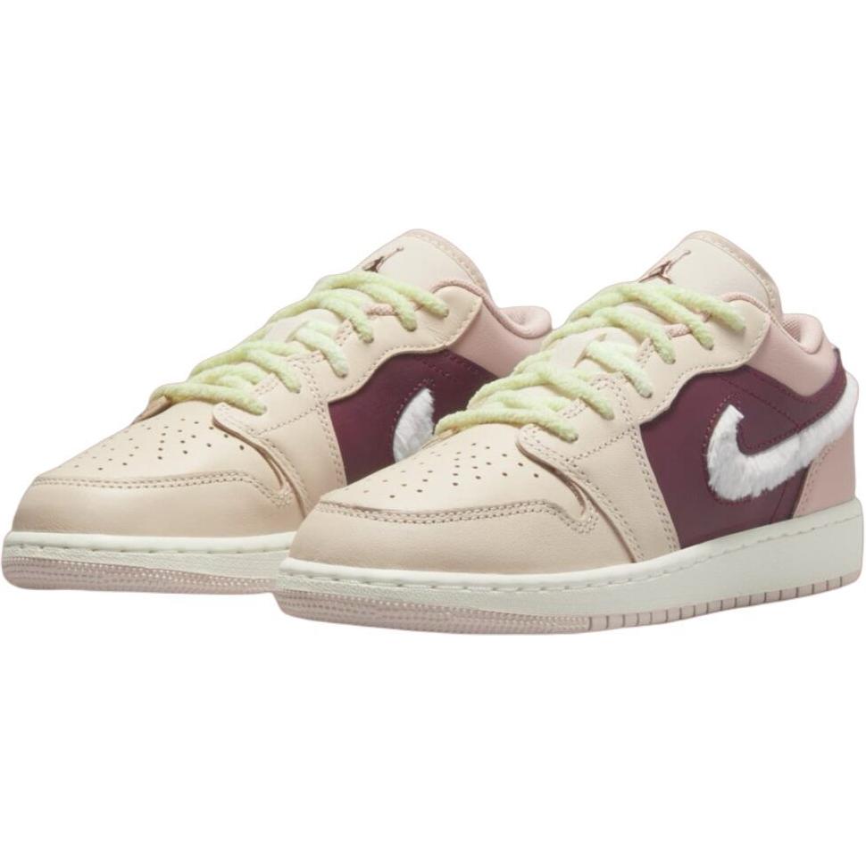 Кроссовки Air Jordan 1 Low SE GS Fur Swoosh Kids Pink Legend-Light-Brown Pink-Oxford FZ3928-200
