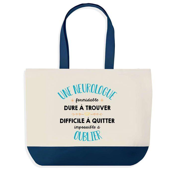 Tote bag - PLANETEE - Une Neurologue Formidable - Fond bleu - Coton 40 x 45 cm - Grand format
