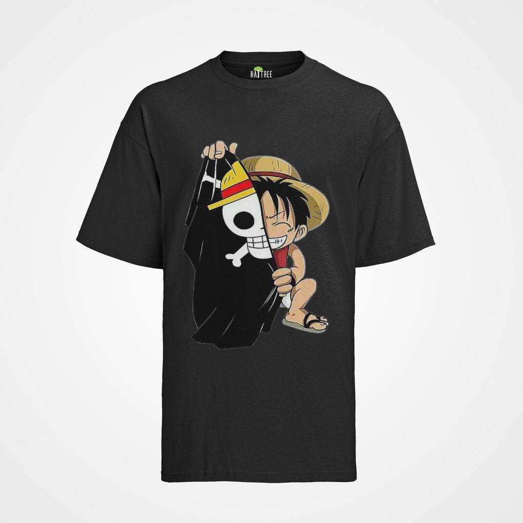 Футболка One Piece Аниме Луффи Детский Луффи Пират Соломенная Шляпа Темно-синий Мужская S-XXXL- Унисекс Футболка