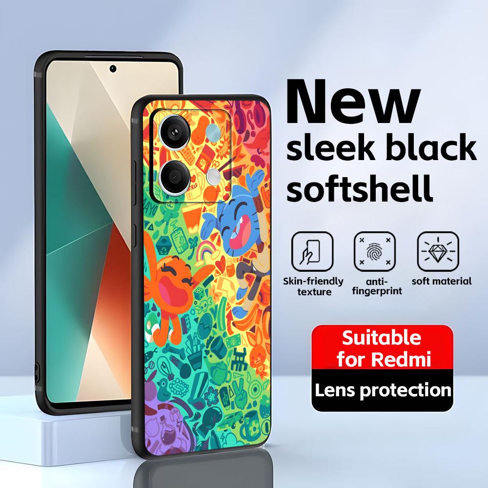 The Amazing World of Gumball  Phone Case For Redmi Note 14 13 12 11 Pro Plus S 5G 14C A3 Soft Black Phone Cover