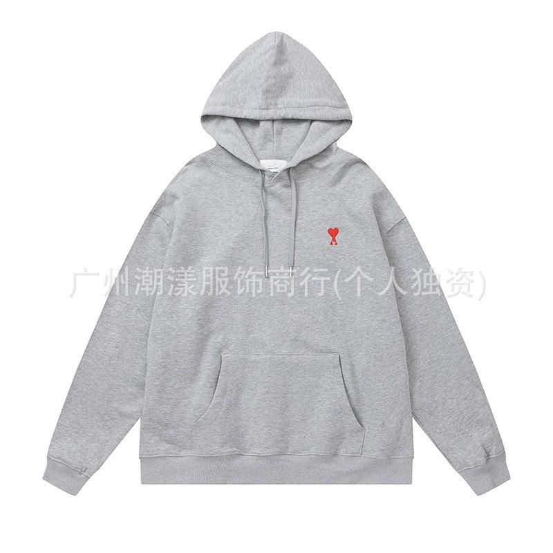 Unisex Embroidered Heart Hoodie Sweatshirt Casual Loose Fit Cotton Pullover Winter
