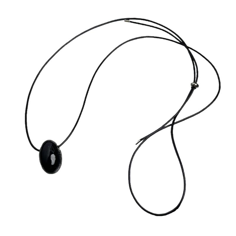 Модная длинная черная цепочка-свитер, длинное ожерелье с агатовой сферой, уникальная цепочка для ключиц, бижутерия для любителя моды