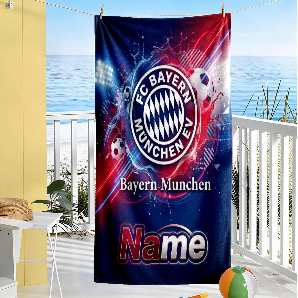 Bayern Munich Crest Customize Your Name Beach Towel Super Soft & Absorbent