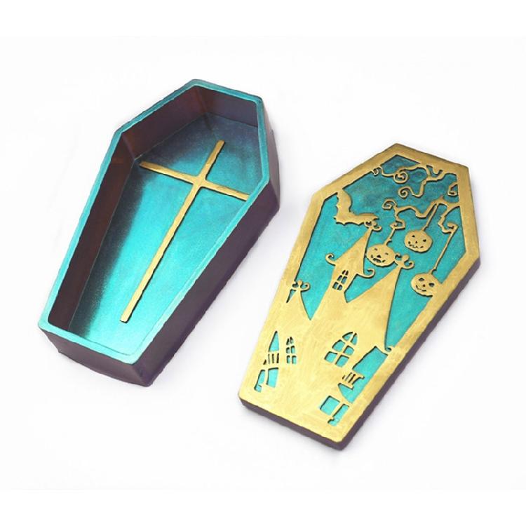 Форма для DIY-изделий из эпоксидной смолы Crystal Resin, 3D-форма в виде гроба на Хэллоуин, с крышками, для декора