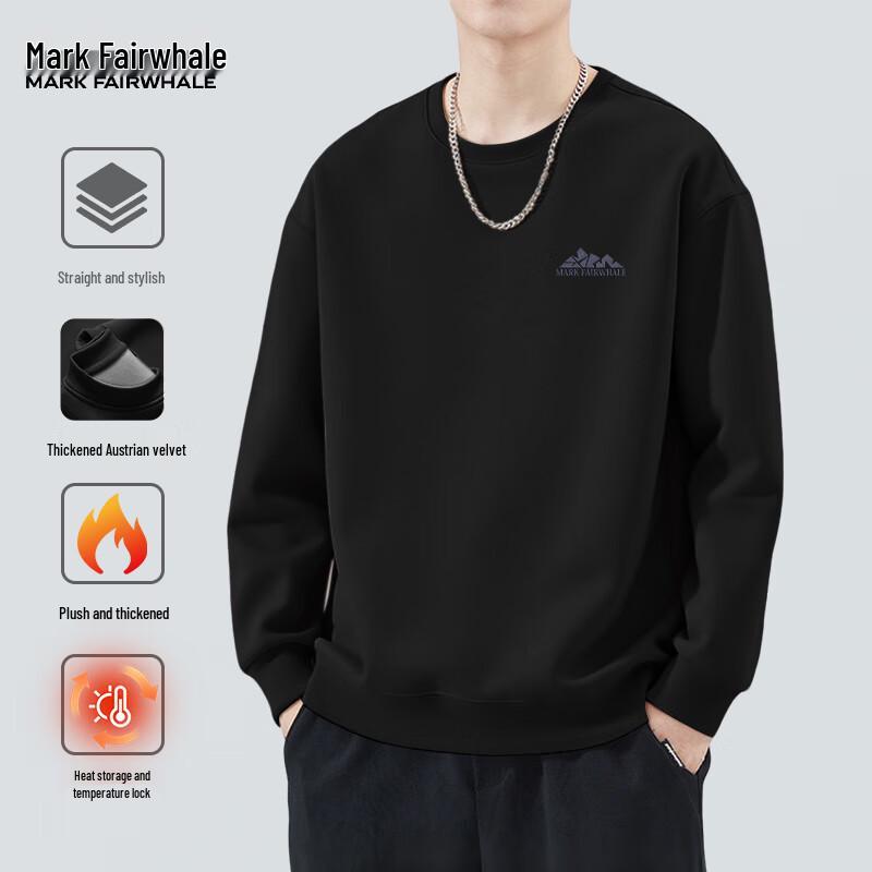 Mark Fairwhale Men's Heavyweight Fleece-Lined Loose Fit Round Neck Sweatshirt