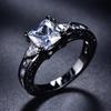 1 Pc Black Golden Color Princess Cut White Stone CZ Claw Rings Wedding Band Jewelry Valentine's Day Gifts