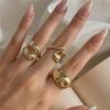 Punk Irregular Open Rings for Men and Women, Gold Color, Liquid Metal Finger Ring, Trendy Jewelry Party Gifts, Hip Hop, 3Pcs/Set