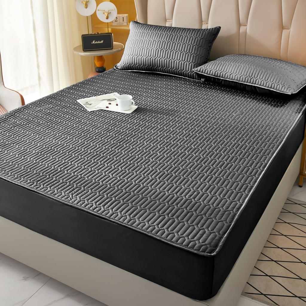 Водонепроницаемый чехол для матраса, простыня на резинке, однотонный защитный чехол для матраса, одинарный/двуспальный/140/160, многоцветный, серый/белый декор