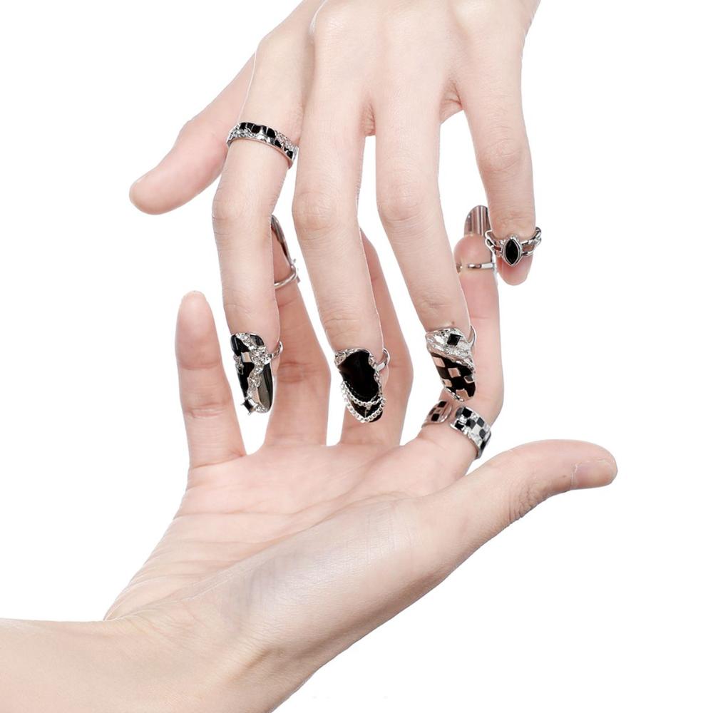 Ring Fashion Jewelry Chain Finger Nail Rings Protective Nail Rings Rings Sets Women Opening Rings