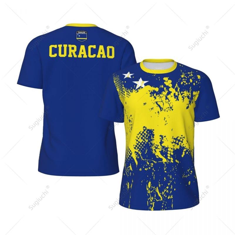 Exclusive design Curacao Flag Grain 3D Printed Men For Running Bike Soccer Tennis Fitness Sports tshirt Mesh Fans Short T-shirt