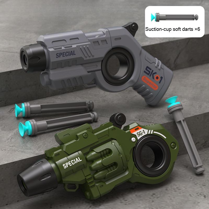 EDC Игрушка-спиннер Мини-бластер, набор из 2 шт. с кольцом-спиннером, включает 6 дротиков на присосках, игрушка для снятия стресса, подарок для мальчиков и подростков