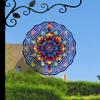 10-Inch Colorful Mandala Wind Spinner – 3D Laser-Cut Metal Art Decor, 360° Rotating Hook for Indoor/Outdoor Use – Vibrant Geometric Garden Spinner