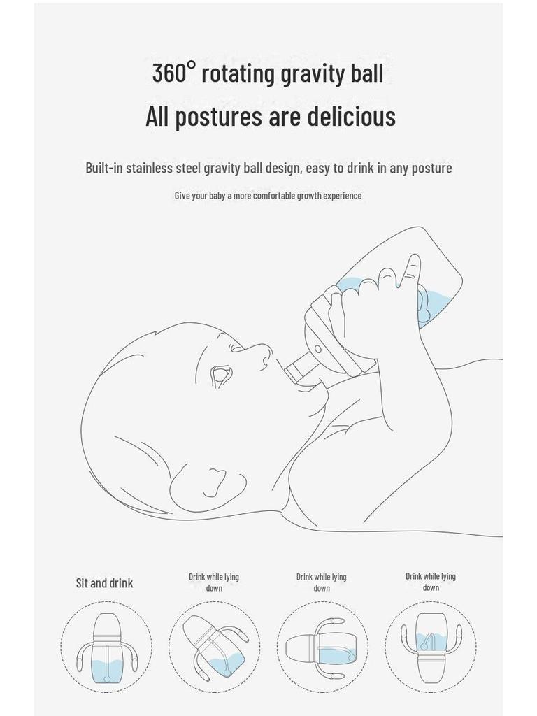 Стакан для воды Babixiang PPSU широкого калибра для детей 1-3 лет, с мультяшным дизайном, с двойной ручкой, с защитой от падения