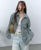 RAFFINE ATELIER Corduroy Color Block Shirt Jacket Mint