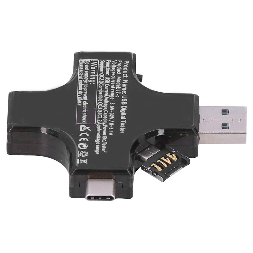 Voltage Current Meter Tester Type C USB Cross Digital Voltmeter Ammeter Detector Portable