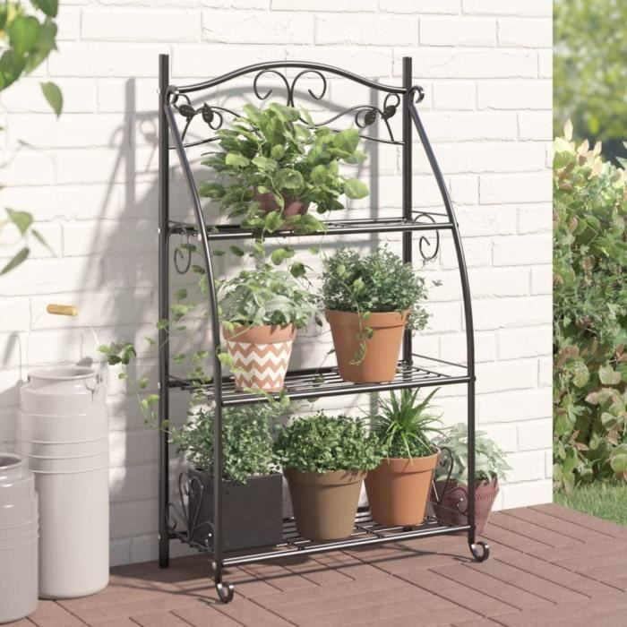 VidaXL Flower Rack Black 56x30x96 Cm Steel 319353