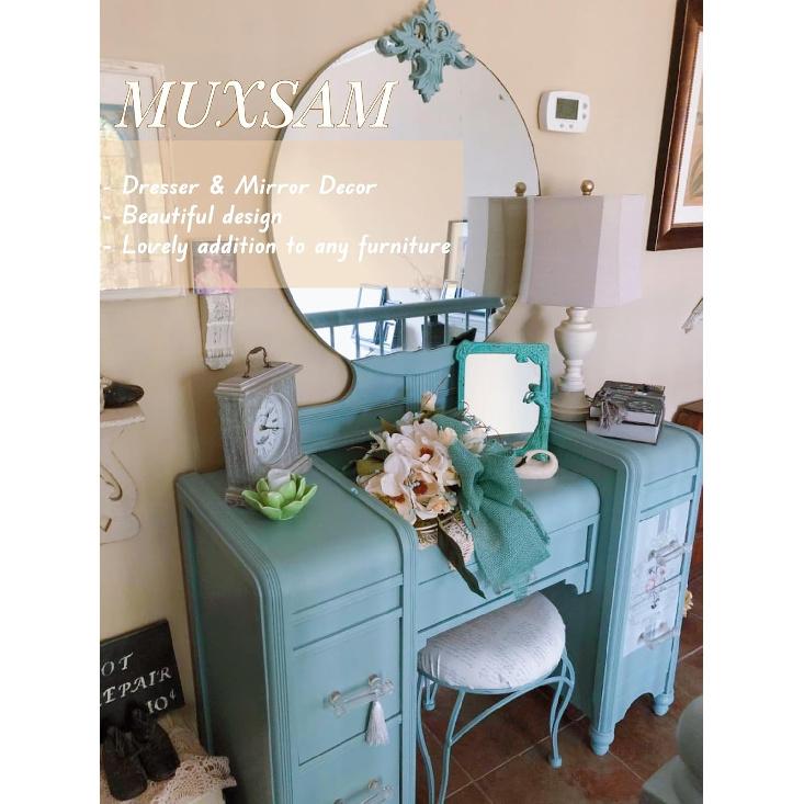 Wood Appliques Decorative Center Carved Onlays, Unpainted Flower Carved Ornament Decals for Door Fireplace Mirror Wall Cabinet Dresser Mantel Bed