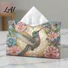 Diy Rhinestone Painting Kit DIY Faux Diamond Art Tissue Box Leather Desktop Craft for Kids Holder Pouch 5D Embroidery Home Office Car Decor Relaxing