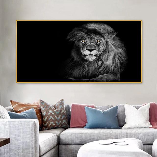 Животное черно-белый дикий тигр Лев лиса картина маслом плакат настенная картина украшение дома