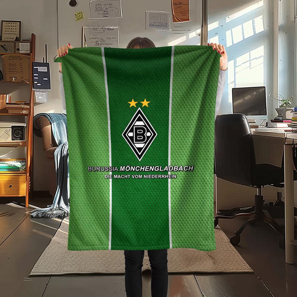 1Pc Borussia Mönchengladbach Print Flannel Blanket High Quality Warm Comfortable Cover for All Seasons Perfect for Gifts Home Decor