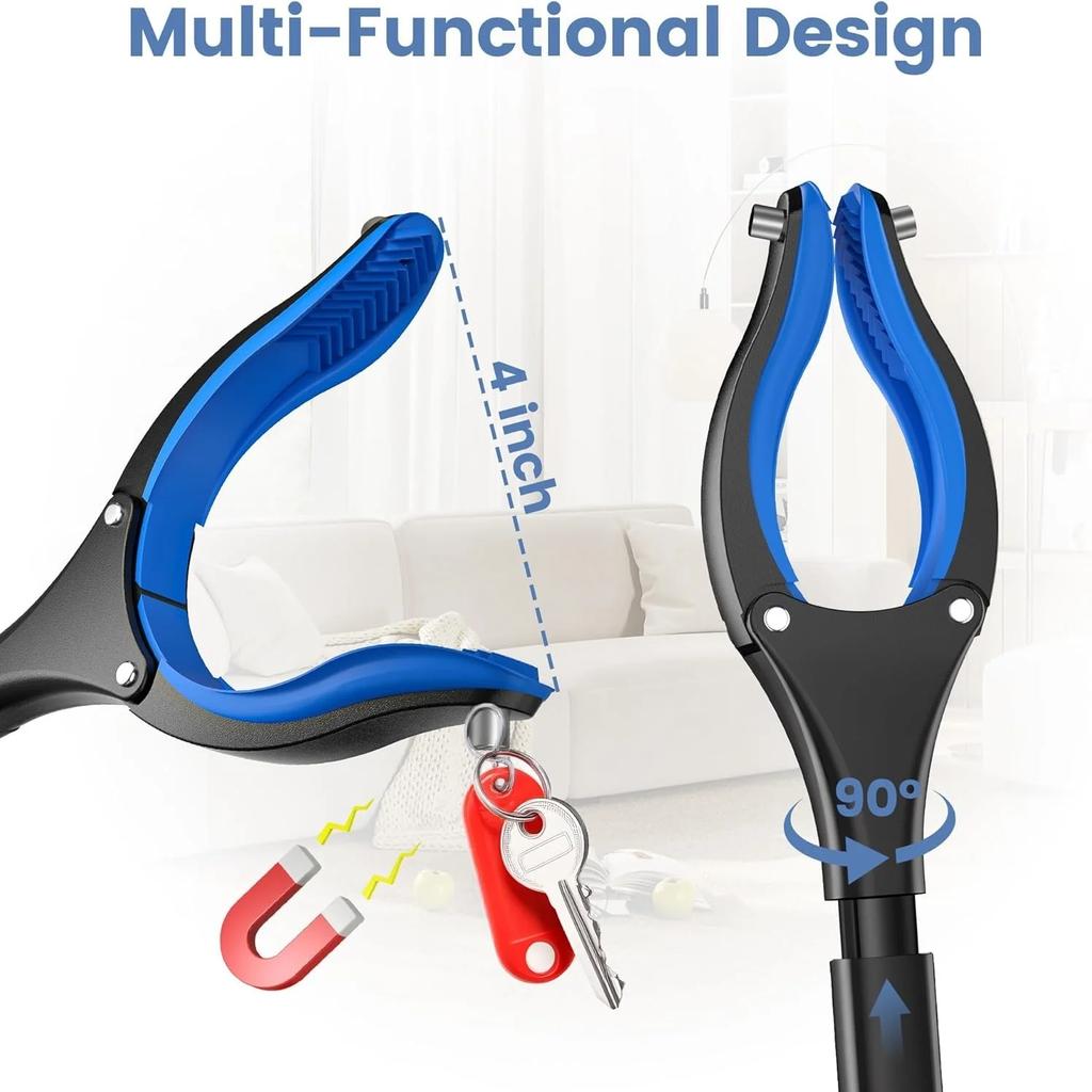Upgrade 32" Aluminum Alloy Garbage Clip Foldable Grabber Reacher Tool Lightweight Trash Claw Grabbers Magnetic Pick Up Stick