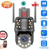Wifi PTZ камера видеонаблюдения 4K 12MP наружная три объектива 50-кратный зум беспроводная CCTV камера безопасности цветная камера ночного видения ICSEE IP Cam