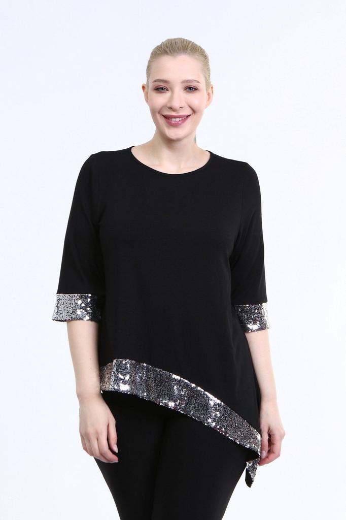 Женская блузка большого размера, асимметричная блузка из чесаного хлопка с блестками