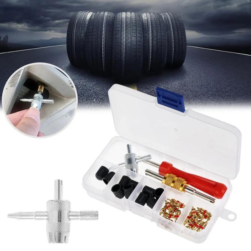 33Pcs Rust-proof Tire Valve Stem Installer Tool Set Multi Function Valve Removal Puller Tool Cars