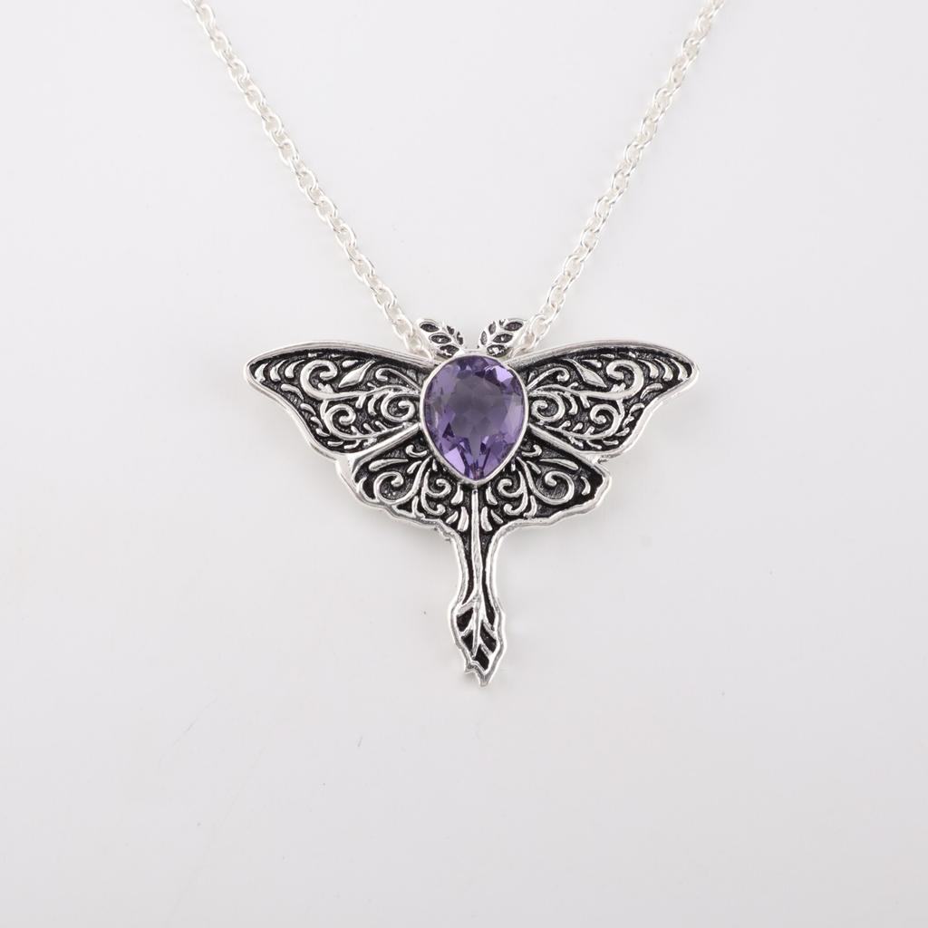 Натуральный камень иолит 925 стерлинговое серебро ювелирные изделия кулон-бабочка для нее CP-31-14