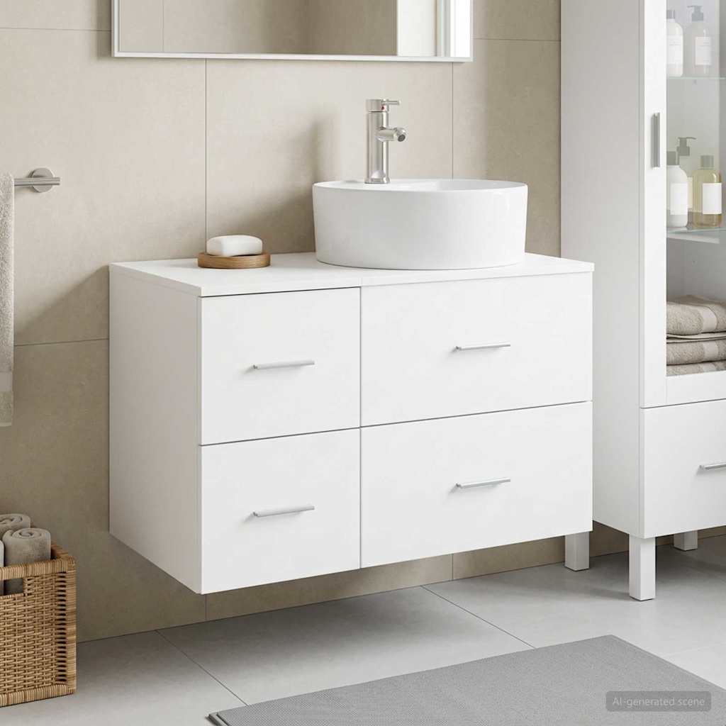 Bathroom Furniture Set 2 Pieces White Engineered Wood