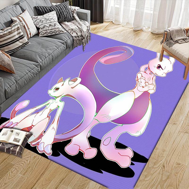 mew2 Square Area Rug, Non-Slip Floor Mat for Living Room, Perfect Gift for Mewtwo Fans.chl