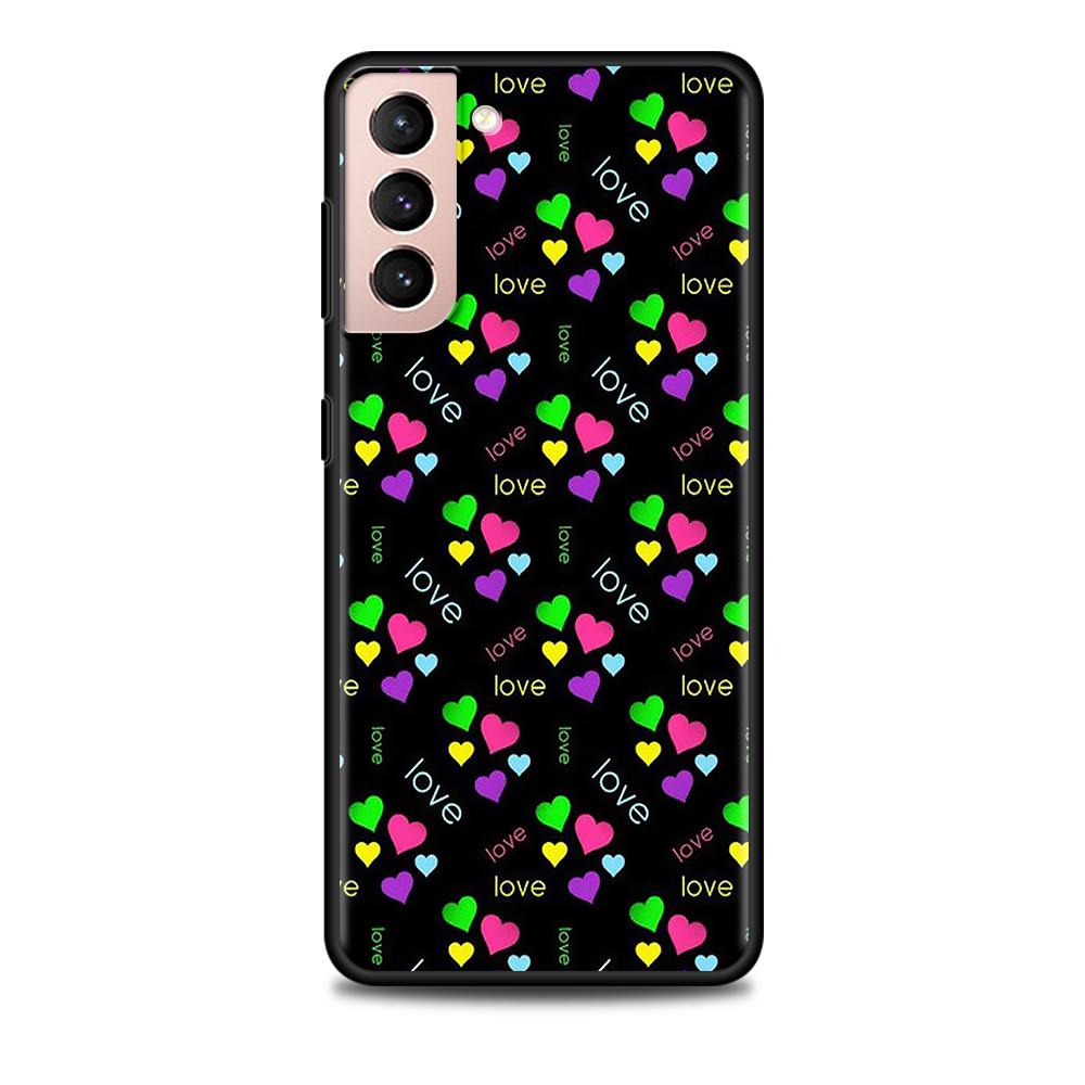 Милый девчачий розово-золотой чехол с сердечками для Samsung Galaxy S20 FE S21 S22 Ultra S10 Plus S9 S8 S10e S7 Edge, силиконовый черный чехол для телефона