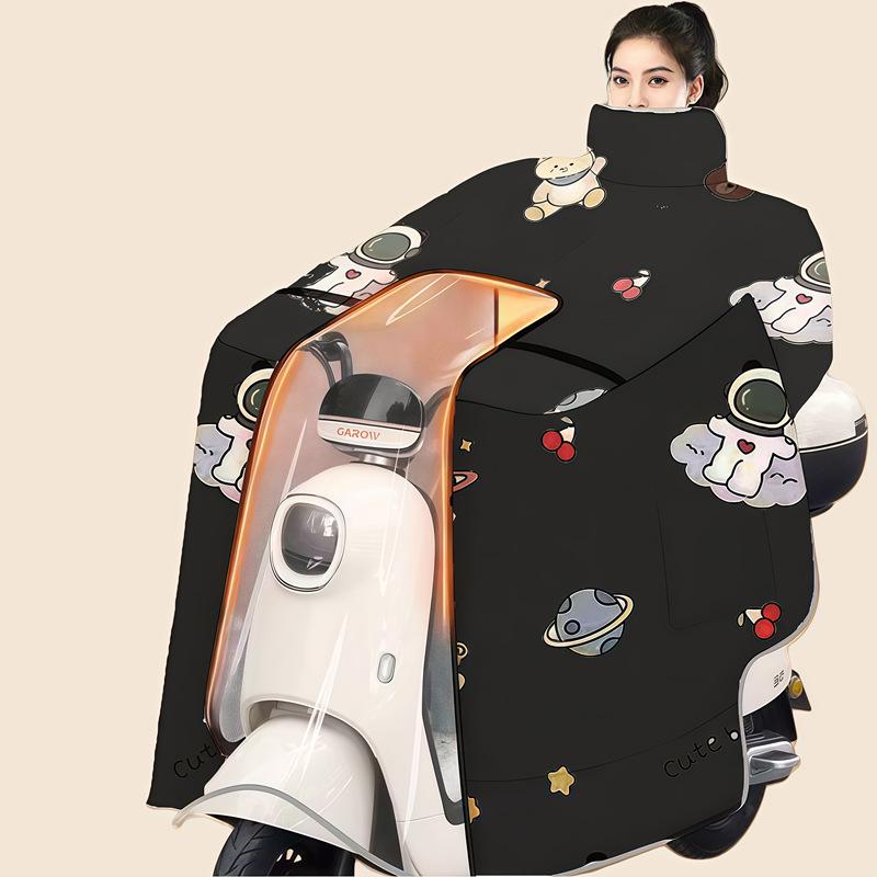 Зимний ветрозащитный очень длинный теплый плащ для электромобиля с полной защитой плеч и шеи