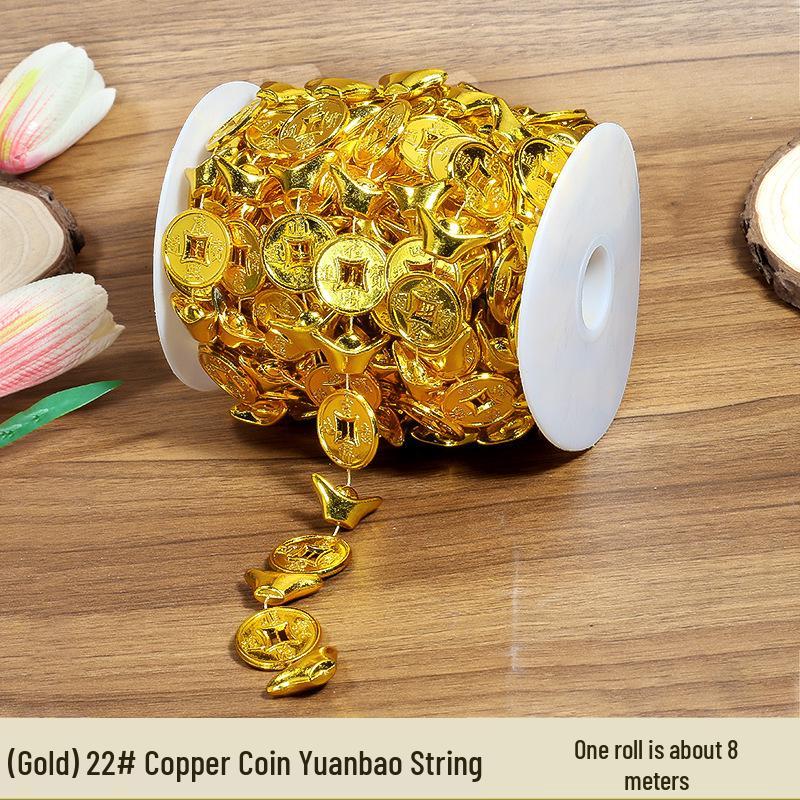 Gold & Silver Electroplated Bead String for DIY Christmas Tree Decorations